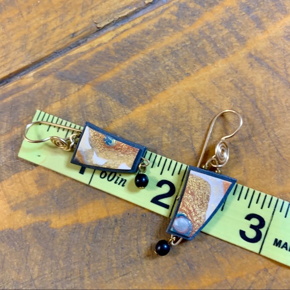 Trio of Boho Teal Blue Green Dangle Earrings - Picture 7 of 11